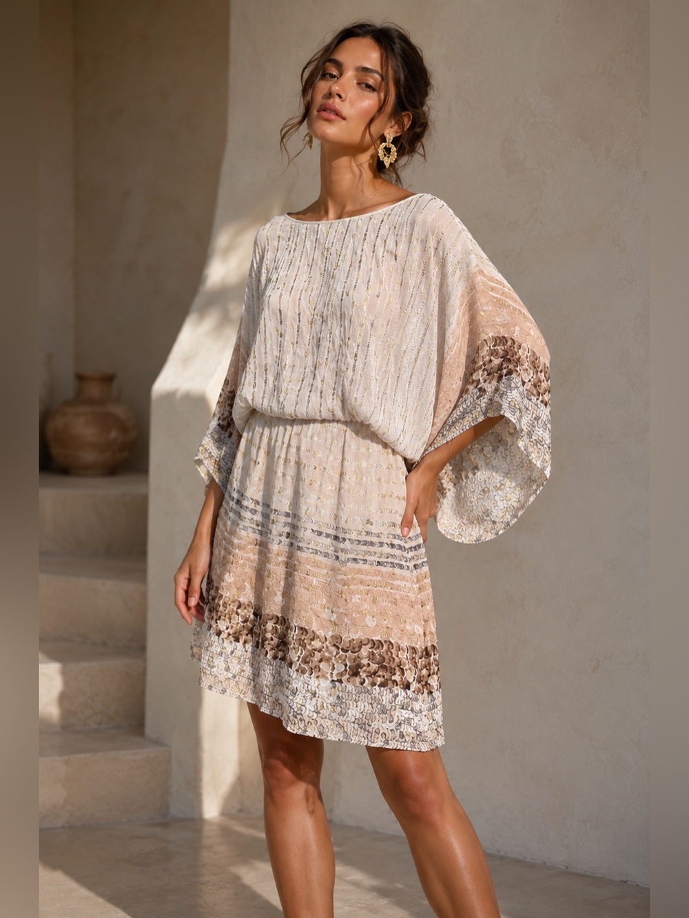 Women’s Beige & Gold Embellished Dress